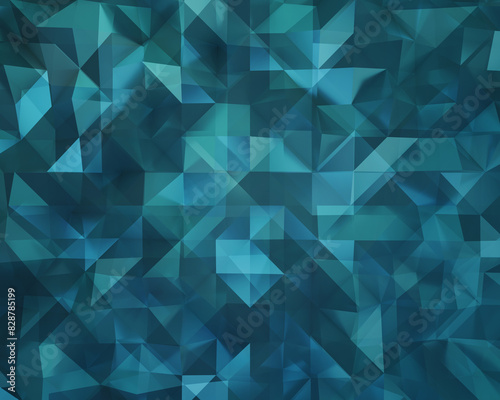 Abstract background with crystal texture pattern. Mosaic of blue triangle glass polygons with light refraction. Abstract blue texture of diamond, broken ice, glass or crystals, 3d render illustration