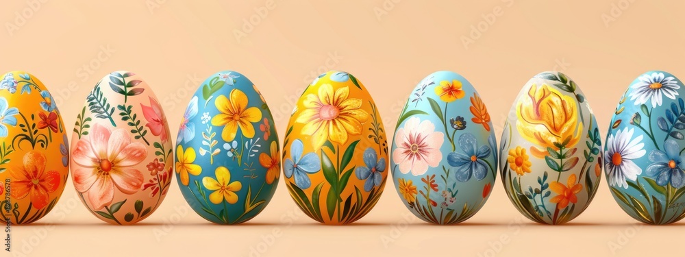 Easter eggs floral design on light background Easter eggs floral design on light background
