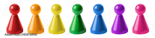 Set of board game counters isolated on transparent background