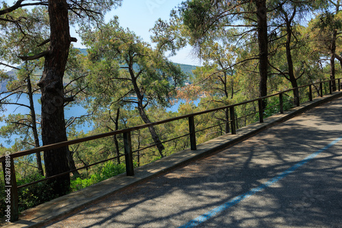 Fototapeta Naklejka Na Ścianę i Meble -  Beautiful road and landscape, streets and roads of a southern small town, public place in Turkey