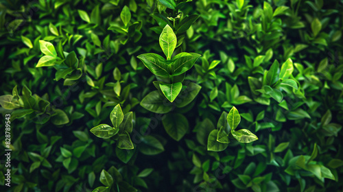 Fresh green leaves on dark background © ALEXSTUDIO