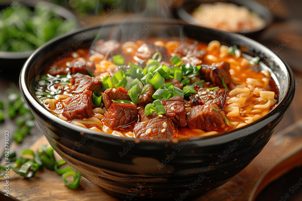 A steaming bowl of beef noodles A steaming bowl of beef noodles