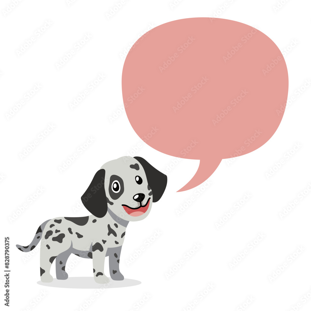 Fototapeta premium Vector cartoon character cute dalmatian dog with speech bubble for design.