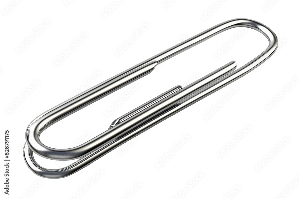 A single silver paperclip isolated on a white background. A single silver paperclip isolated on a white background.