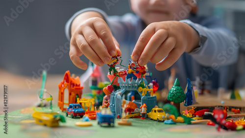 hands of a child playing with toys