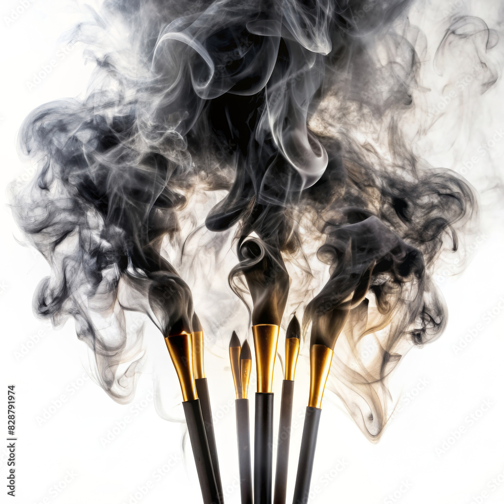 Wisp Smoke Rising Curly wisps of smoke rise elegantly against the light background from ...