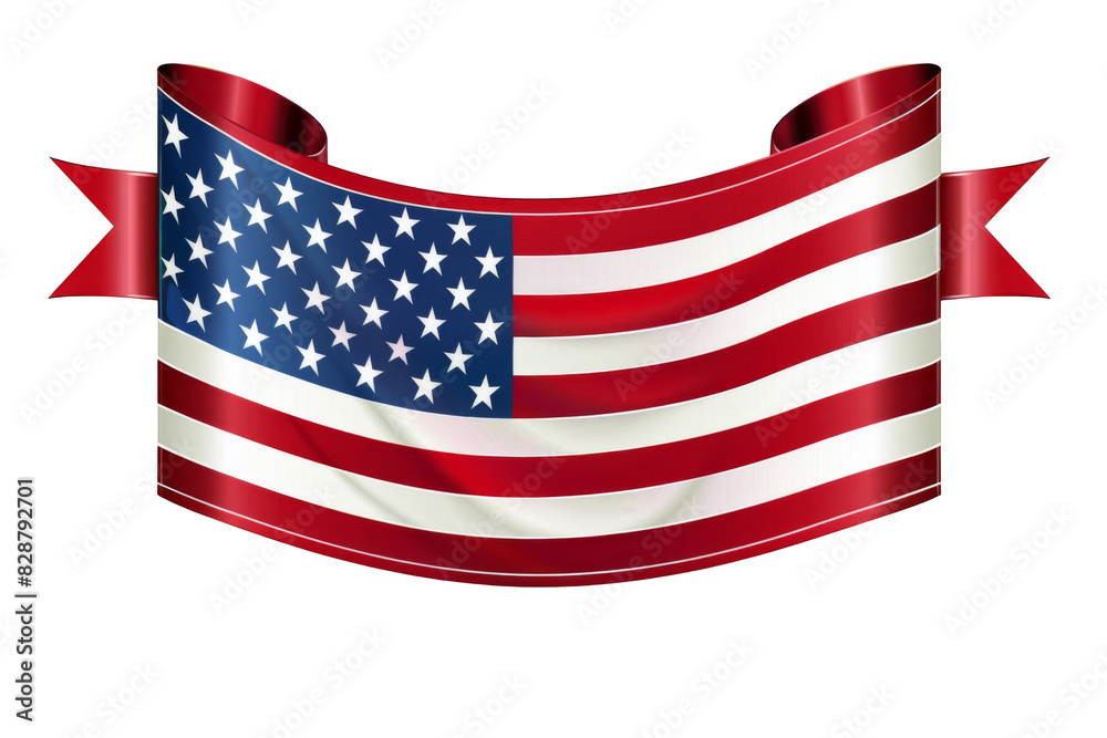 Fototapeta premium 4th of July banner, isolated on solid white background, PNG di-cut style, realistic photo style, object as model
