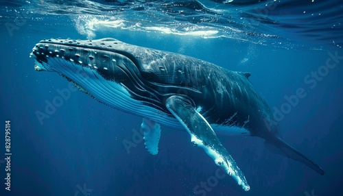 World Ocean Day Mesmerizing CloseUp of a Majestic Sea Whale Swimming