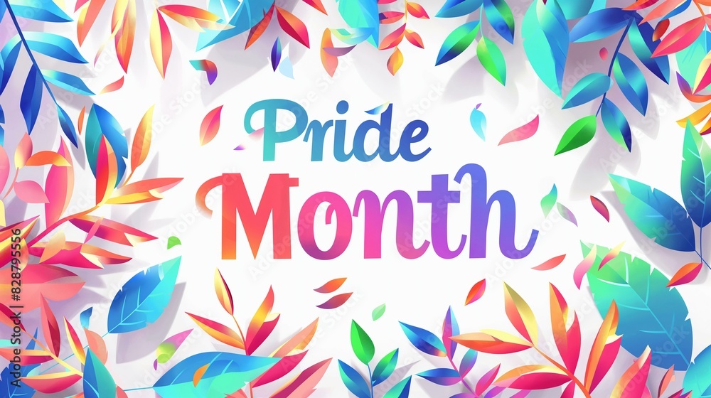 Colorful Flat-Style Illustration Celebrating Pride Month with Vibrant Leaves