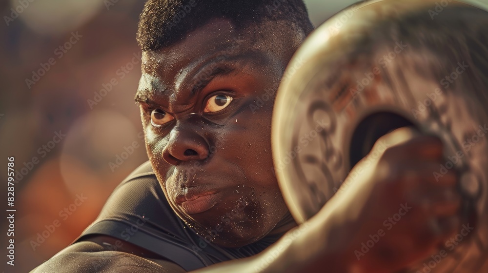 Shot Put Athlete in Action During Olympics - Focus on Power and