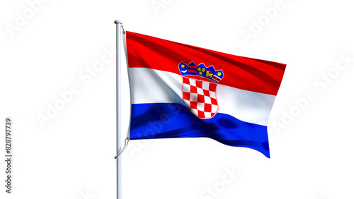 Fotografi Waving flag of croatian isolated on transparent background.