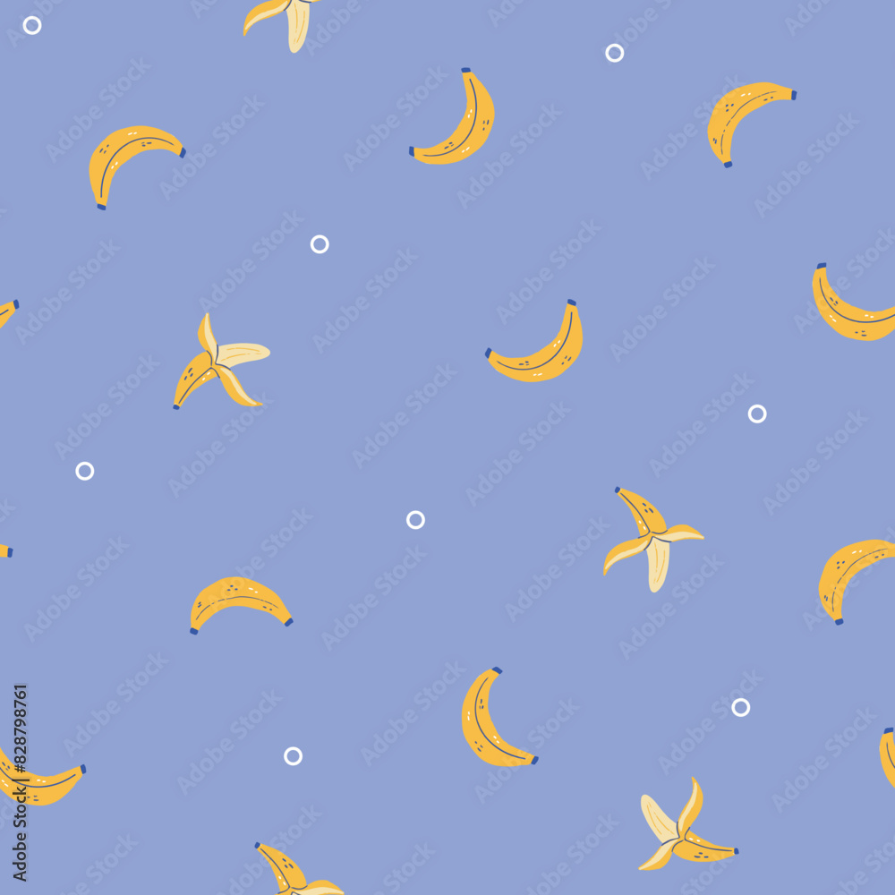 Cute Blue Banana - Seamless Vector Pattern