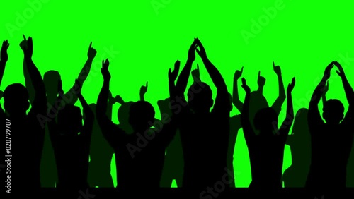 Animated video of a crowd of spectators clapping and cheering in the background of an alpha channel