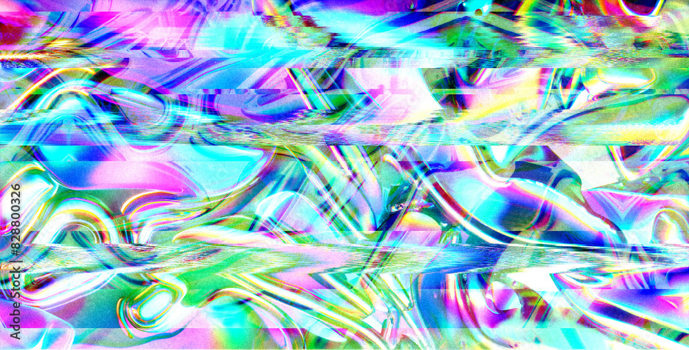 Abstract Glitched Ethereal Chrome Fluid Atmosphere with chopped Prism Light