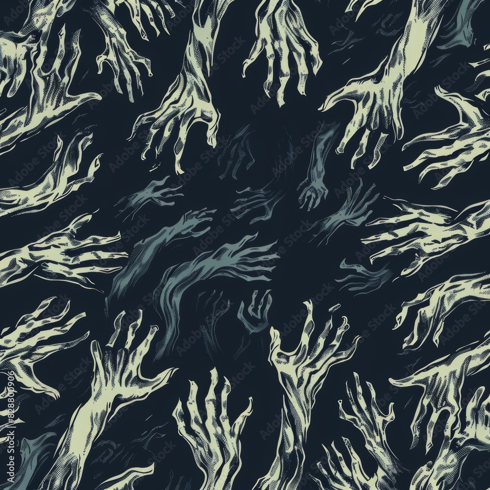 Dark Abyss Spectral Hands Pattern - Eerie Design for Halloween Horror Themes, Posters, and Digital Art Projects Dark Abyss Spectral Hands Pattern - Eerie Design for Halloween Horror Themes, Posters, and Digital Art Projects