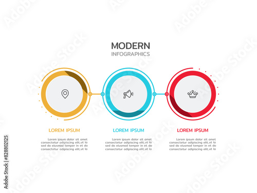 Modern infographic template business concept with 3 step.