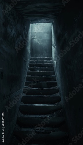 Dark Staircase Descent into Darkness - Eerie  Spooky Nightmare Concept for Horror Design