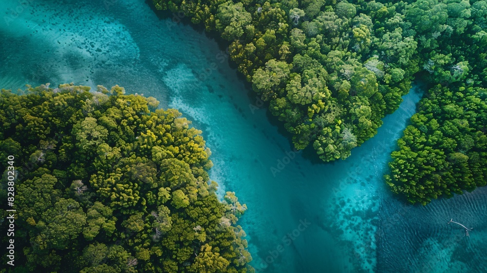 Aerial View of Coastal Mangrove Forest on World Ocean Day Aerial View of Coastal Mangrove Forest on World Ocean Day