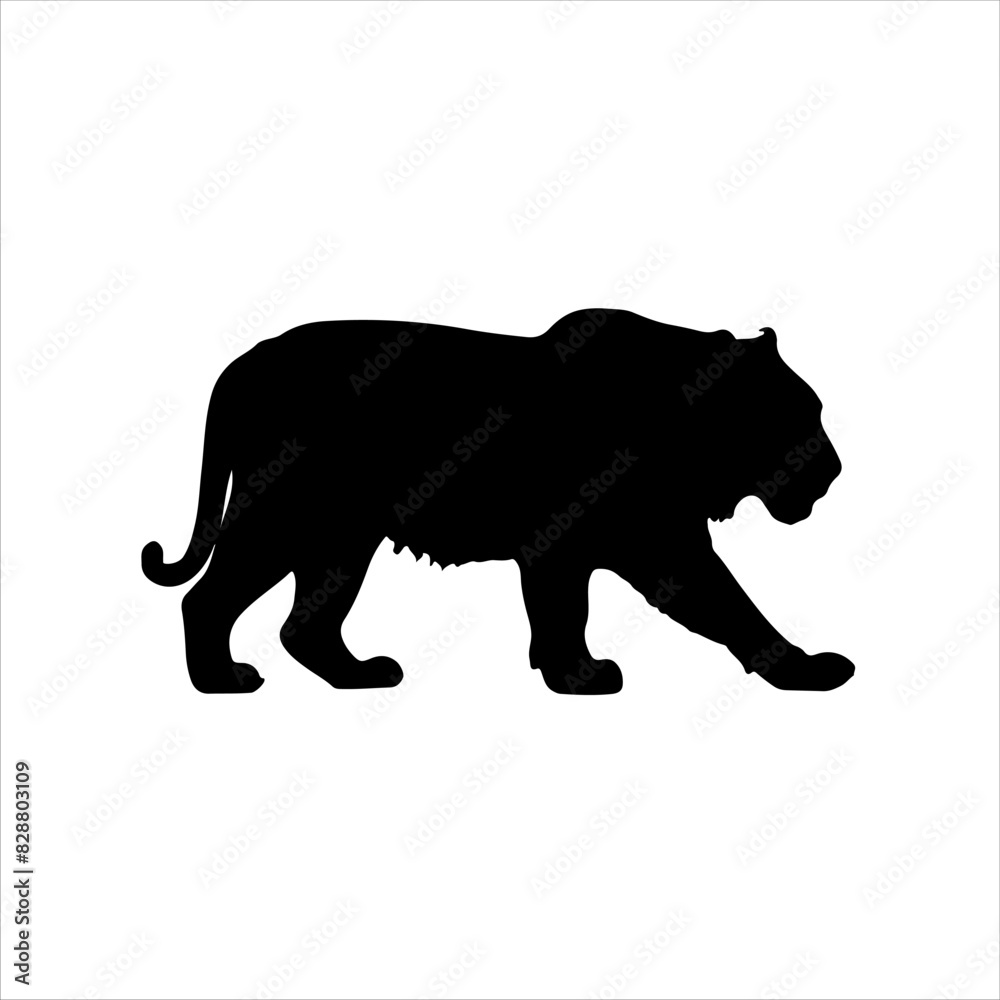 Fototapeta premium Japanese tiger silhouette isolated on white background. Tiger icon vector illustration design. 