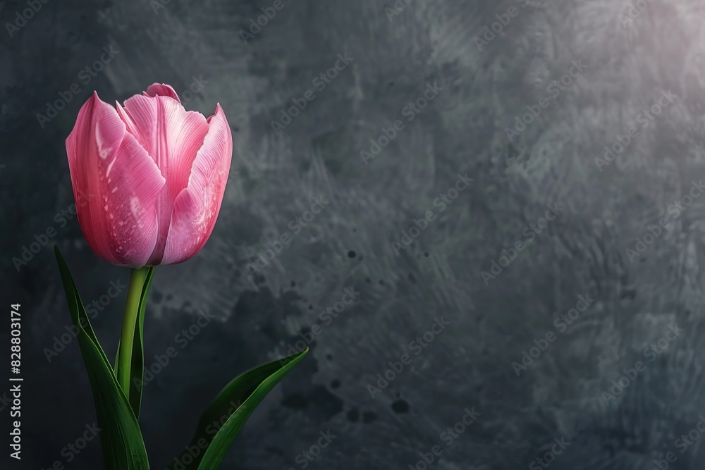 Light pink tulip in front of a dark background