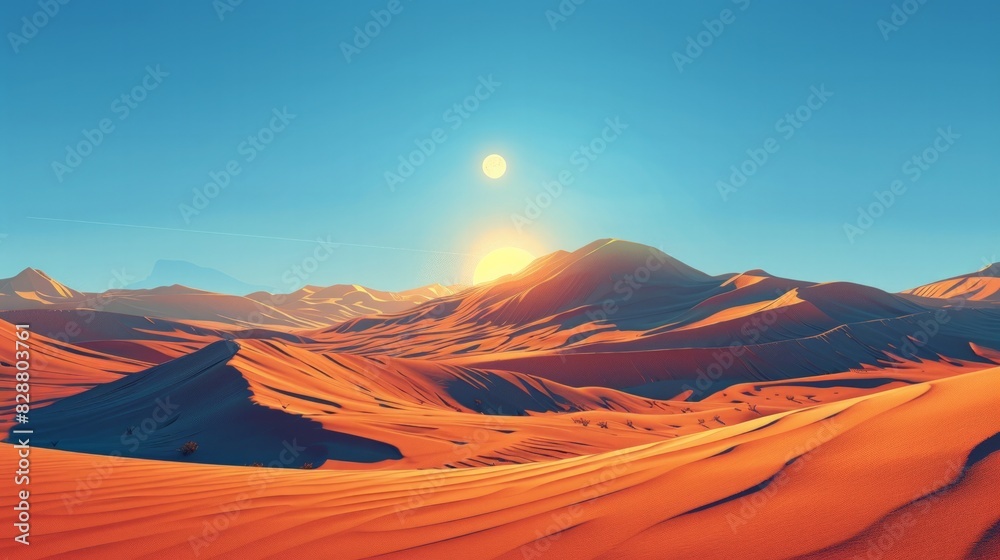 Desert Dunes: the sun casting long shadows. Show the stark beauty and isolation of this unique environment. Desert Dunes: the sun casting long shadows. Show the stark beauty and isolation of this unique environment.