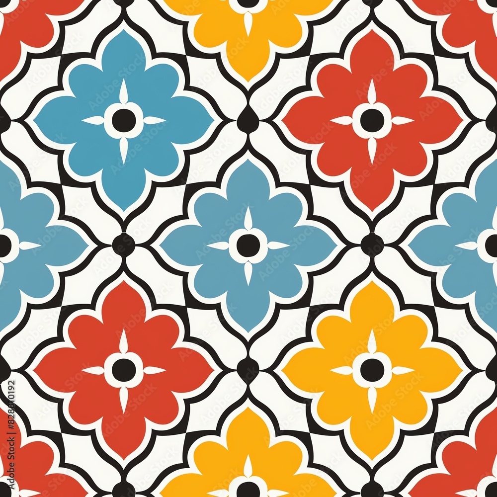 Retro seamless pattern with colorful arabesque. Retro seamless pattern with colorful arabesque.