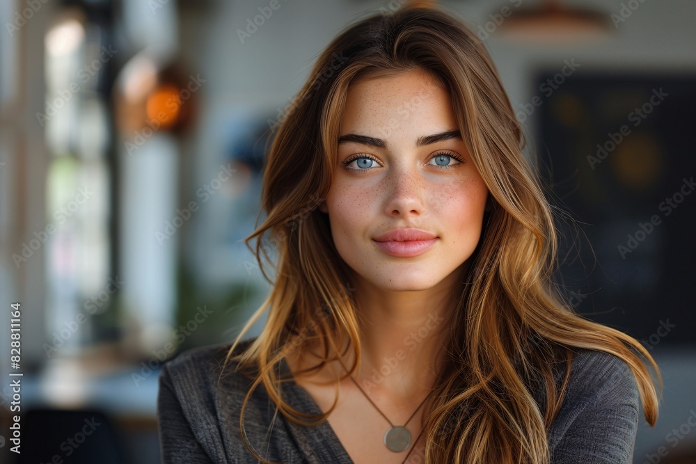 A professional portrait of a successful businesswoman, with a stylish office background, captured in the style of Magazine Photography A professional portrait of a successful businesswoman, with a stylish office background, captured in the style of Magazine Photography