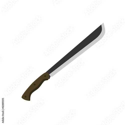 latin machete flat design illustration isolated on white background. cutlass, a large curved knife with a broad blade, vector illustration.