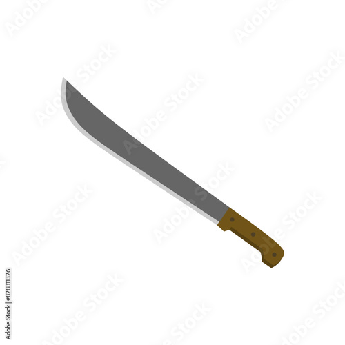 latin machete flat design illustration isolated on white background. cutlass, a large curved knife with a broad blade, vector illustration.