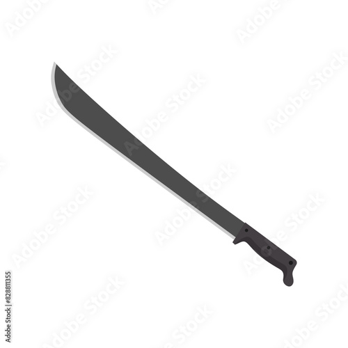 latin machete flat design illustration isolated on white background. cutlass, a large curved knife with a broad blade, vector illustration.