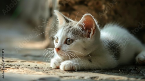 Cute white and striped kitten