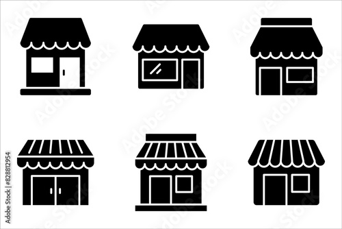 Set of store icon line design. Store vector illustration on white background