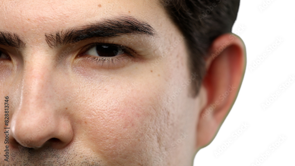 Obraz premium Man's face, close-up, on a white background