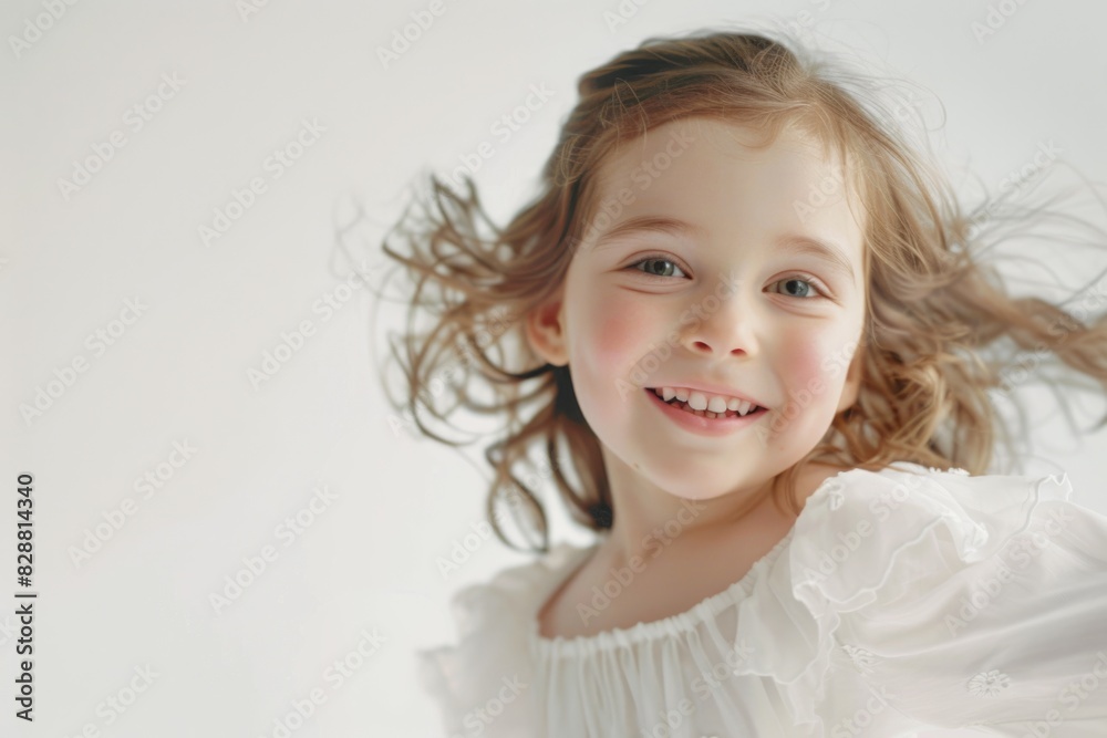Happy little girl portrait on white background. Happy little girl portrait on white background.