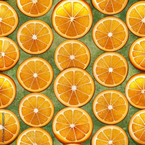 Orange slice in seamless pattern