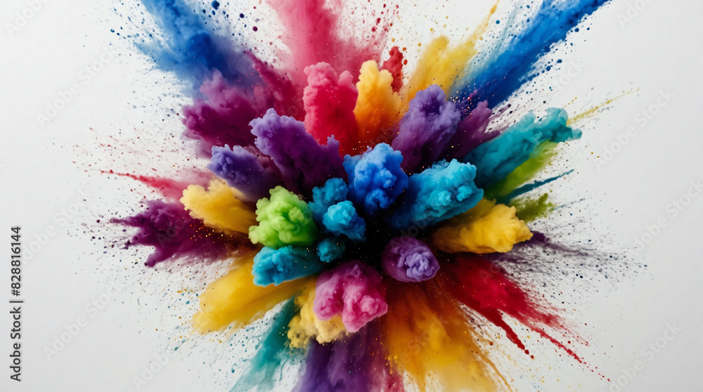 Explosion splash of colorful powder with freeze isolated on background, abstract splatter of colored dust powder. Explosion splash of colorful powder with freeze isolated on background, abstract splatter of colored dust powder.