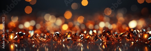 Luxurious Brown and Orange Crystal Collection on Reflective Surface
