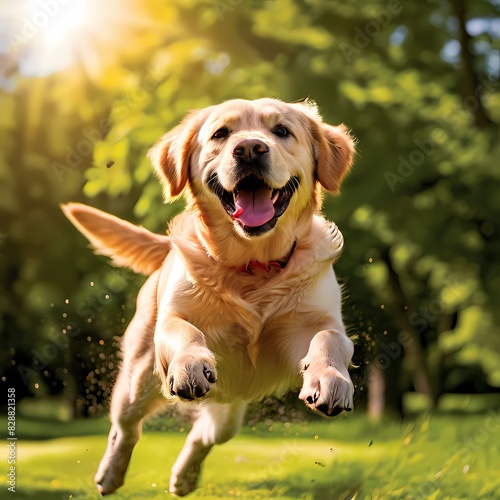 golden retriever puppyin the summer  photo