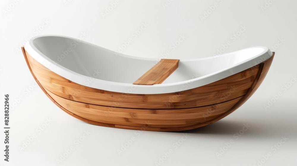 Stylish bathtub caddy with a sleek design, isolated on a white studio background Stylish bathtub caddy with a sleek design, isolated on a white studio background