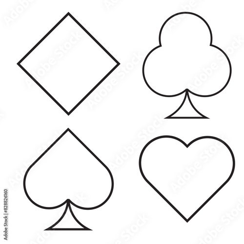 Set of vector playing card suit icon on a black background. vector illustration. 