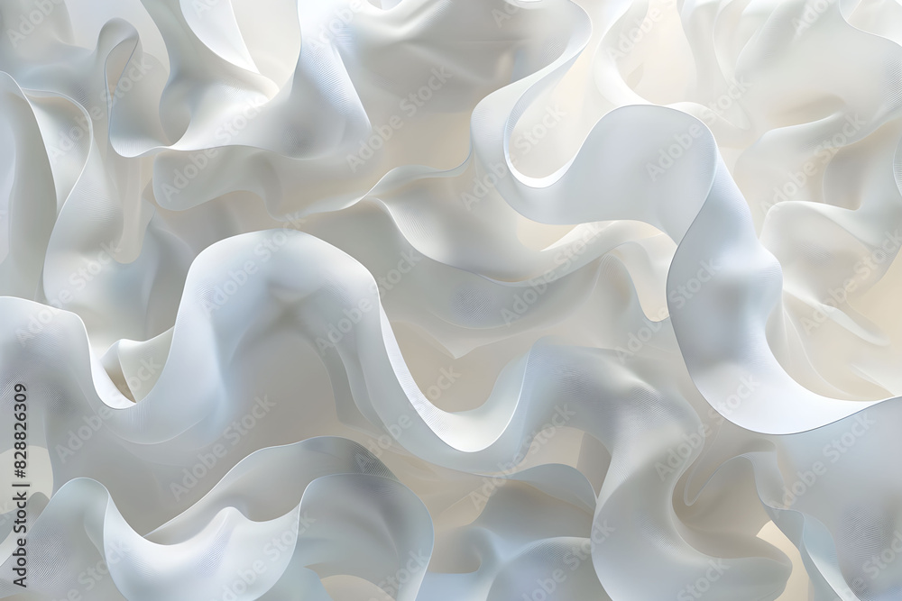Obraz premium Abstract white background with three dimensional organic waves texture.