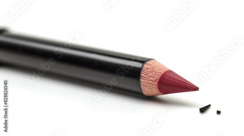 A lip liner pencil with a sharp tip, lying next to its cap photo