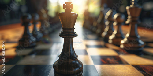 Chess kings represent leadership in business teamwork winning and risk management
