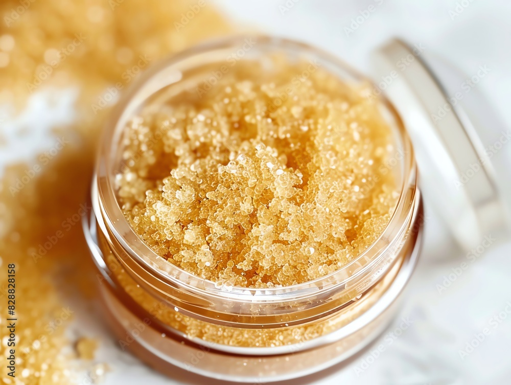 An elegant lip scrub with a sugar texture An elegant lip scrub with a sugar texture