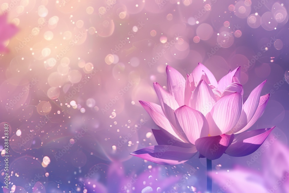 Lotus flowers on pink and purple background sparkle.