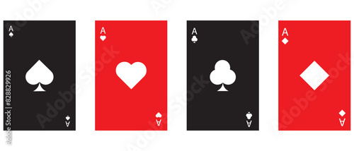 Set of vector playing card suit icon on a black background. vector illustration. 