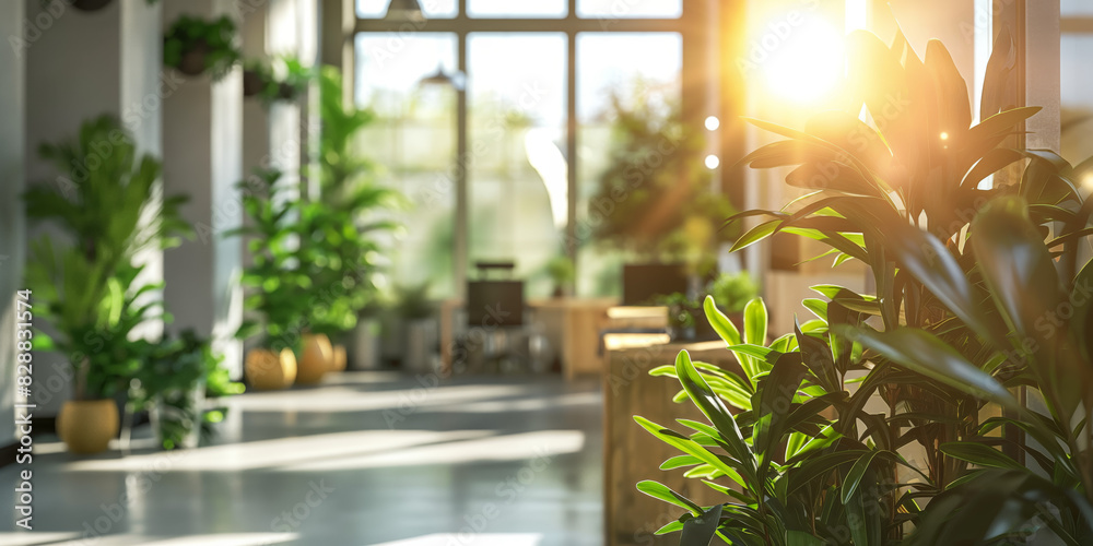 This image features a bright open office with plenty of plants and abundant natural light, creating a serene and fresh work environment with modern furnishings. This image features a bright open office with plenty of plants and abundant natural light, creating a serene and fresh work environment with modern furnishings.