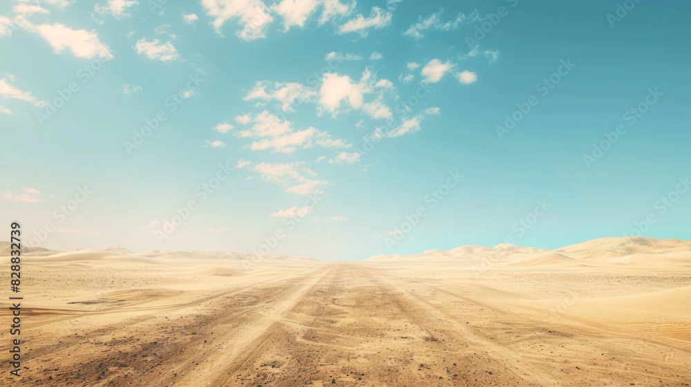 A desert landscape with a clear blue sky A desert landscape with a clear blue sky