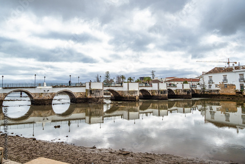 Roman bridge in Tavira, Algarve, Portugal. Ponte Romana bridge in Tavira town