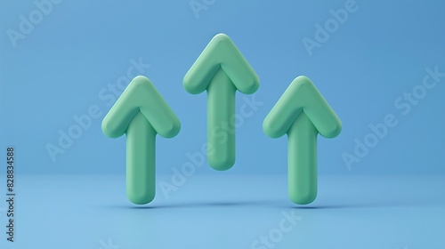 Three Green Arrows Pointing Up on Blue